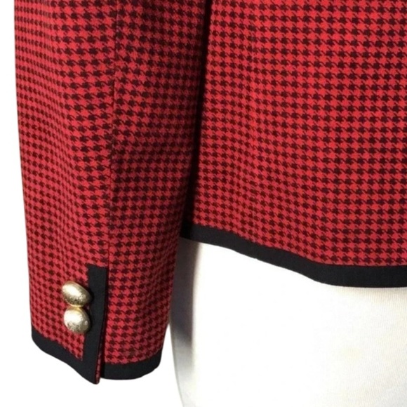 Vintage Hong Kong Red Houndstooth Jacket Size S - Picture 5 of 8